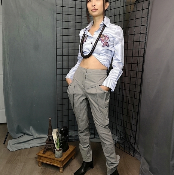 00S vintage designer avant garde high waist slim pants - Picture 1 of 8